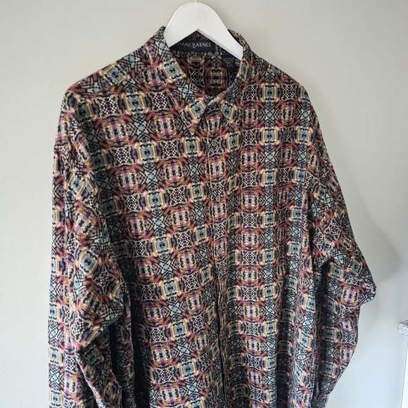 NWOT Jhane Barnes XL Vintage 90s Dadcore Retro Jacquard Artsy Button Down Shirt - Picture 7 of 16